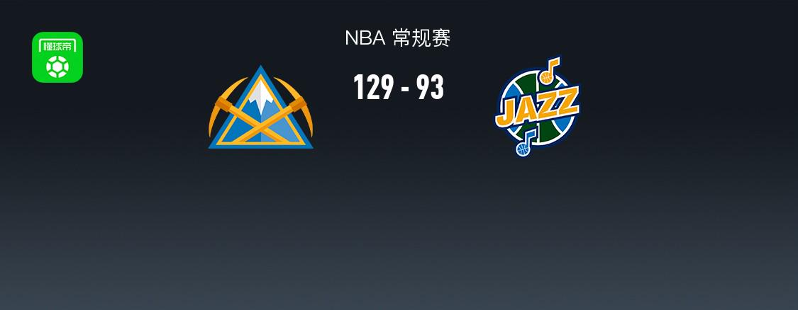 NBA战报：掘金129-93狂胜爵士，约基奇27+14+6